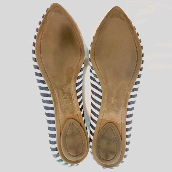Gap Navy and White Striped Pointed Toe Flats Size 8 - Picture 4 of 4